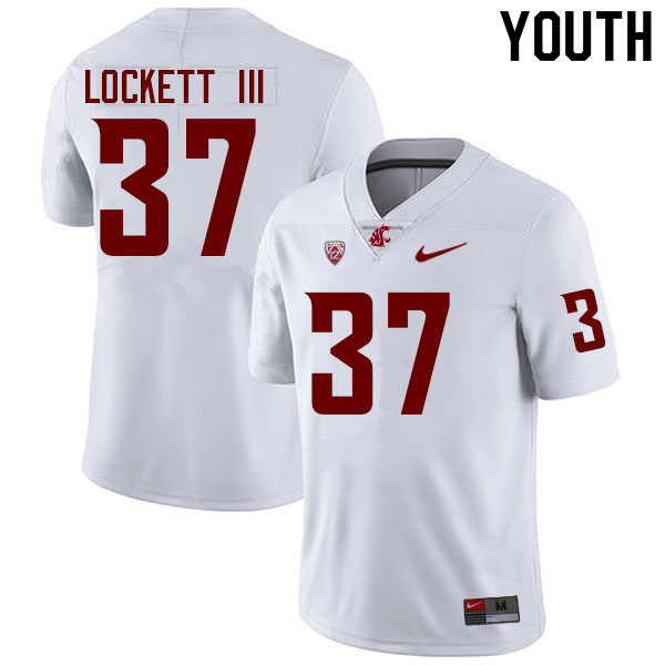 Youth #37 Sam Lockett III Washington State Cougars College Football Jerseys Sale-White